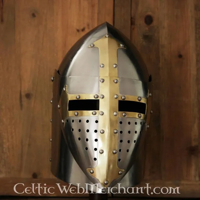 Deepeeka Sugarloaf Hjelm Med Hængslet Visir, 1,6 Mm Stål, Poleret