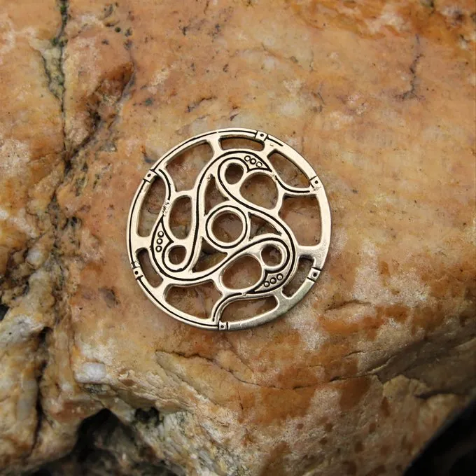 Trisquelion Amulet Vendel Stil, Bronze - Billede 3