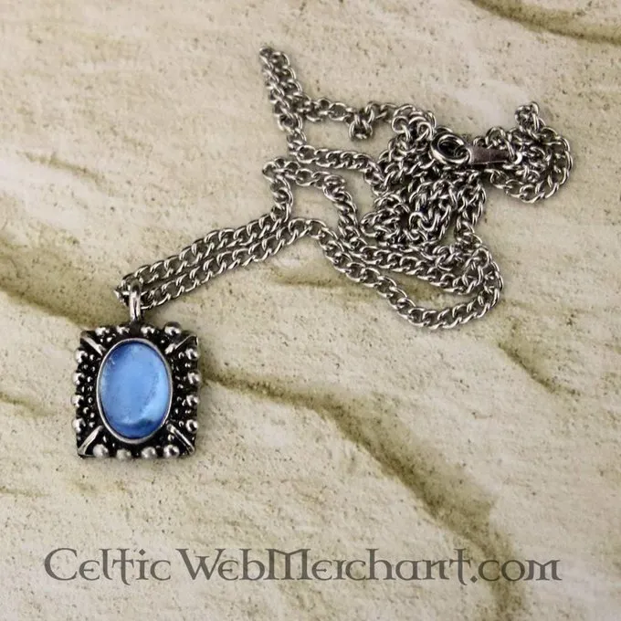 Tudor Halskæde Elisabeth, Blå Perle, Sølv - Billede 2