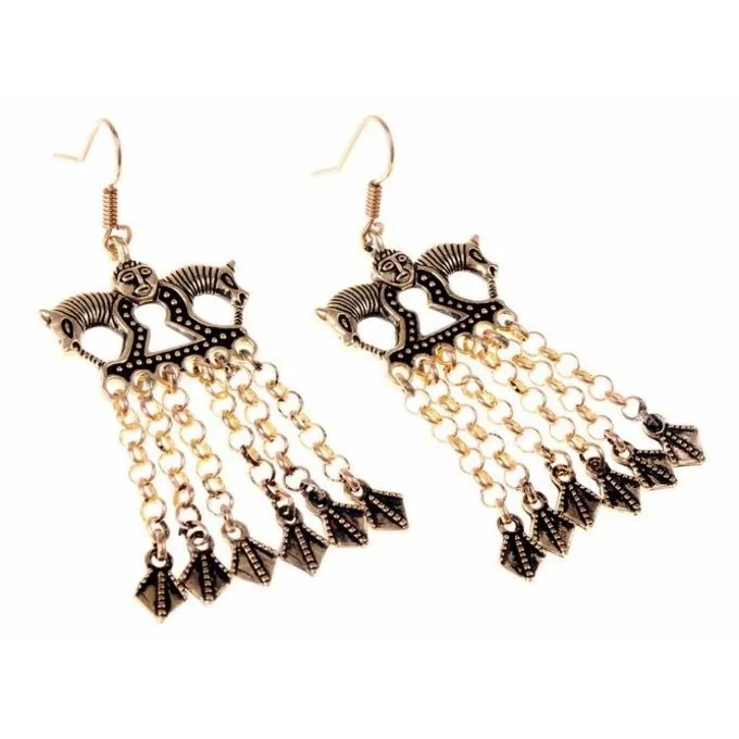 Viking øreringe Med Heste, Bronze - Billede 2