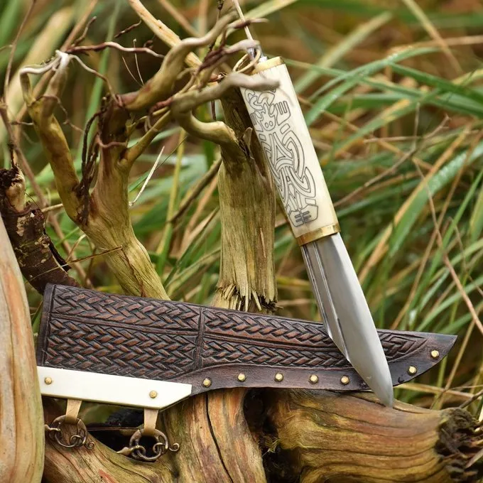 Deepeeka Viking Seax Borre Stil Med Knoglegreb - Billede 4