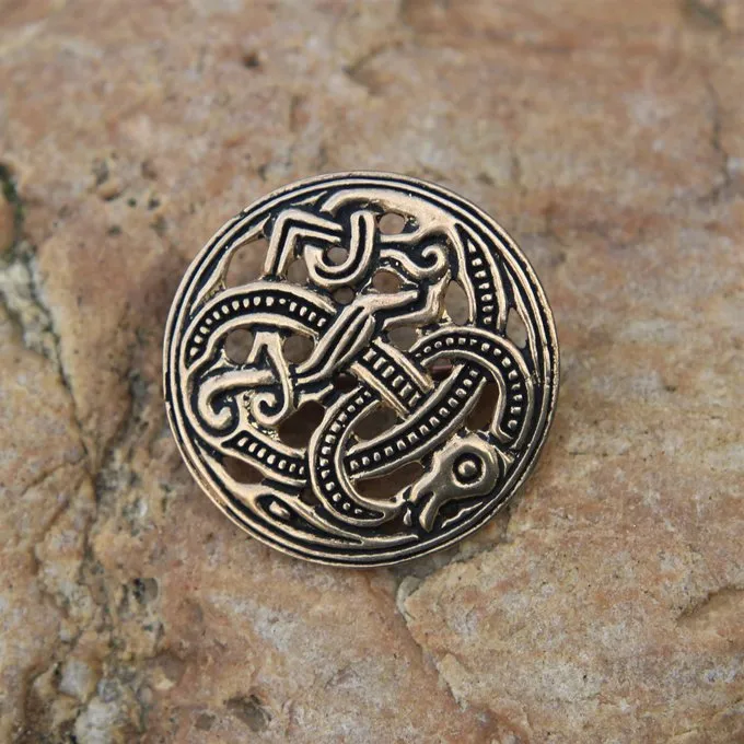 Viking Skive Fibula Jellinge Stil, Bronze - Billede 2