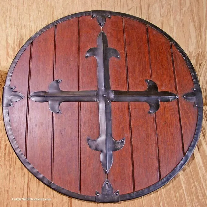 Deepeeka Wooden Runde Skjold Med Kors - Billede 2